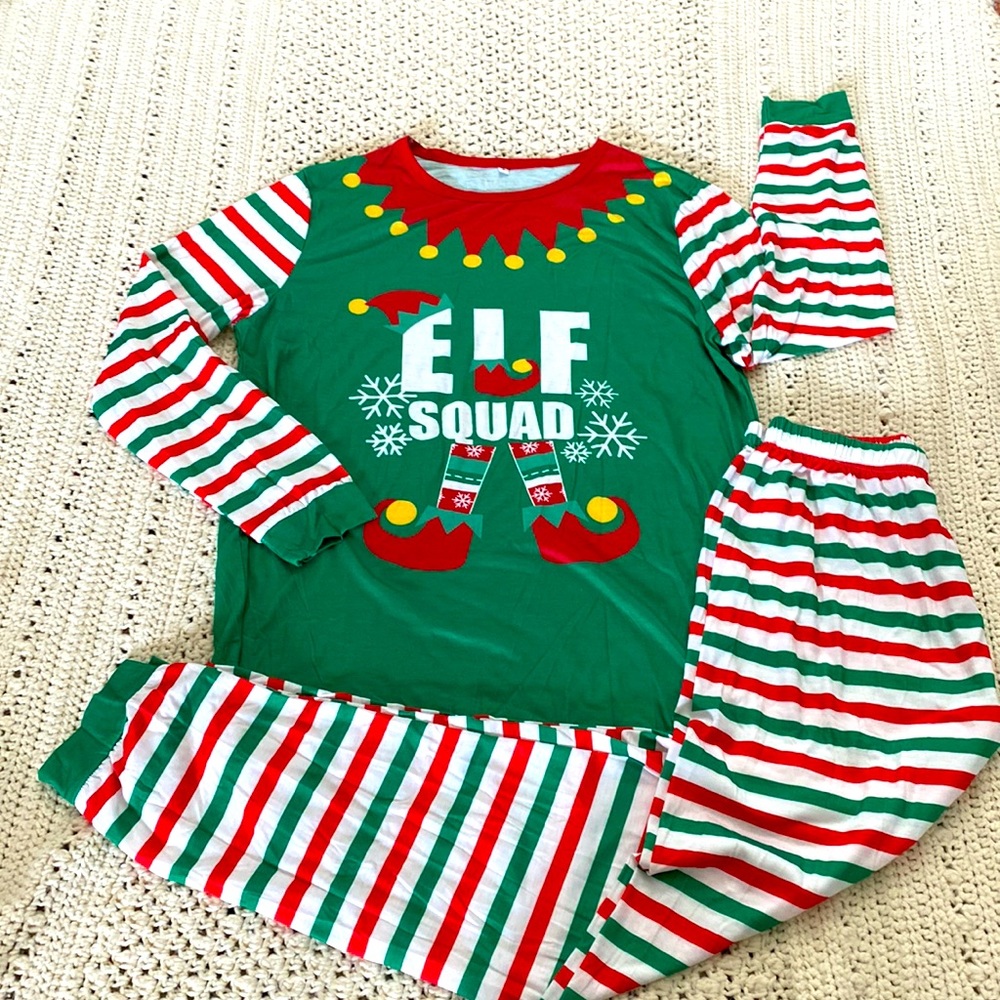 Christmas Pajamas “Elf Squad”. Multiple sizes for family of 4! BRAND NEW!!